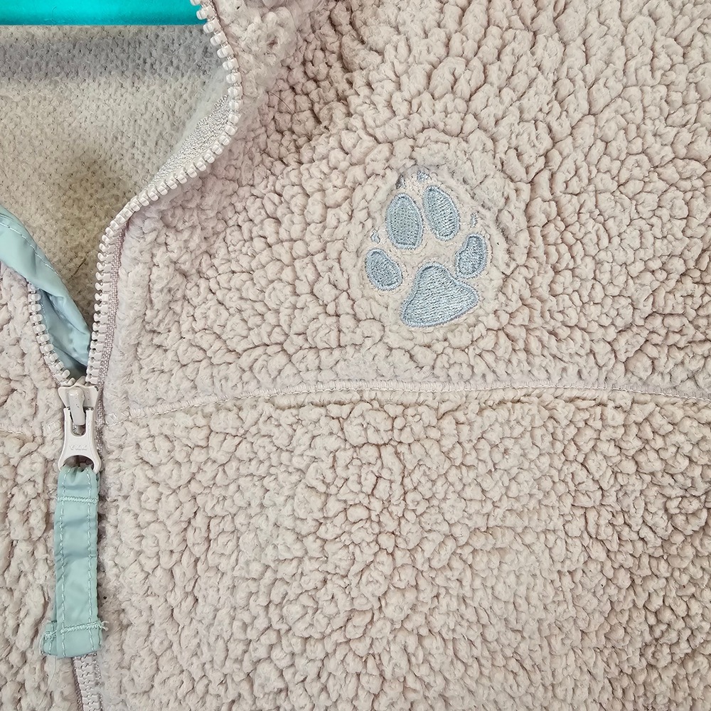 Columbia Pink Sherpa Fleece Zip Up Jacket Women's XL Paw‎ Print Casual Outerwear - Picture 2 of 10